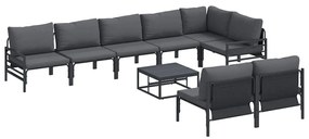 Kerti Kanapé Szett párnával 9 pcs Antracitszürke Acél