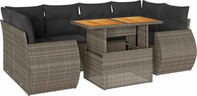 vidaXL 7 részes szürke polyrattan kerti ülőgarnitúra párnákkal