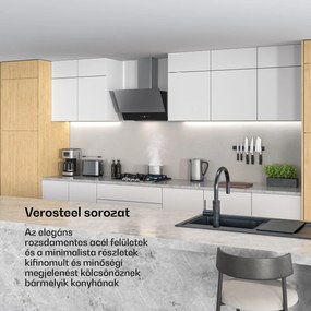 Klarstein Verosteel páraelszívó, Elegáns, minimalista, nagy teljesítményű, A energiaosztály, 624 m³/h, 60 cm