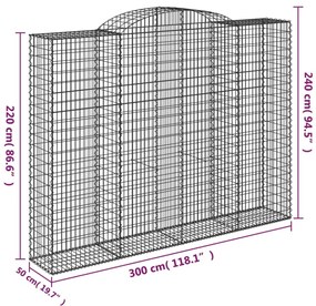 íves horganyzott vas gabion kosár 300 x 50 x 220/240 cm