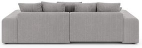 Világosszürke kordbársony kinyitható tárolóhelyes sarokkanapé (variálható sarok) Luma – Ropez