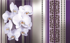 Flizelin fotótapéta Orchideák csíkok virág minták 300x210 +ragasztó