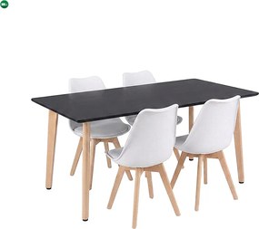 Silla 150 4+1 étkező garnitúra fekete-fehér