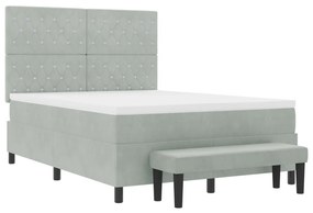 Box Spring Ágy Matraccal és Paddal Világosszürke 140x190 cm Bársony