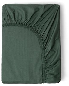 Sötétzöld pamut-szatén gumis lepedő, 90 x 200 cm - HIP