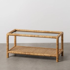 Natúr színű dohányzóasztal üveg asztallappal 40x90 cm – Ixia