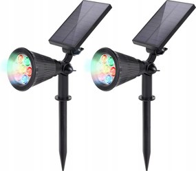 Kültéri napelemes reflektor, 7 Led, kerti lámpa 40 cm 2 db