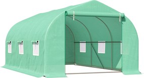 Outsunny fóliasátor – Zöldház, hidegkeret, növényház, paradicsomház, zárótető, 450 × 300 × 205 cm | Aosom