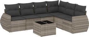 vidaXL 7 részes világosszürke polyrattan kerti ülőgarnitúra párnákkal