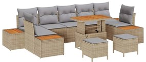 vidaXL Kerti Kanapé Szett párnával tárolóval 10 pcs Bézs Poli rattan