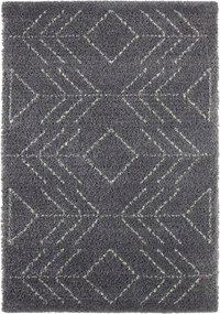 Szürke krémszínű szőnyeg nappaliba,vastag shaggy szőnyeg, boho mintás 80x150 cm