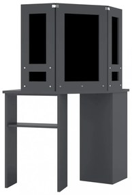 szürke sarok fésülködőasztal LED világítással 111x54x141,5 cm