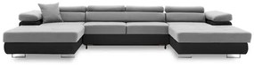 Szétnyitható sarok kanapé RIGATTO III PRO 3 Fekete eko-bőr + Világosszürke