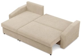 Zeus sarokkanapé, 2 ágyneműtartóval, döntött kartámasz, kordbársony, univerzális oldal, hab töltet, bézs