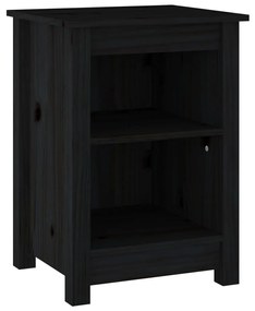 2 db fekete tömör fenyőfa éjjeliszekrény 40 x 35 x 55 cm
