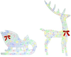 Rénszarvas húzta szán színes 70 x 26 x 128,5 cm Akril