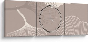 Kép - Bézs színű levelek N⁰1 (órával) (90x30 cm)