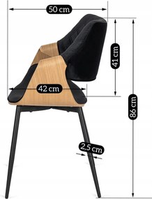 DAKOTA bársony szék fekete / arany tölgy színben