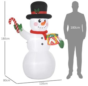 Önfelfújó hóember figura, LED világítással, felfújóval, 180cm magas