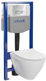 Cersanit Mille, System50 MECH süllyesztett keret + Mille Plus CleanOn fali WC csésze + MOVI II króm gomb, S701-752