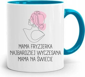 Kék Bögre Anyukáknak Anya Fodrász Nyomtatott Fotóval