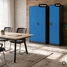 Zárható kartotékszekrény iratokhoz, antracit-kék, 450x1850x400 mm: ALEX