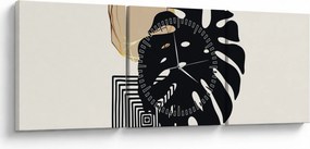 Kép - Absztrakció trópusi levelekkel N⁰2 (órával) (90x30 cm)