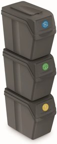 Prosperplast SORTIBOX 3 x 20 l hulladékgyűjtő 3 x 20 l szürke kő