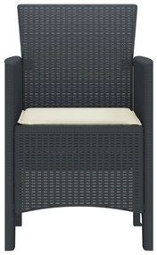 Kerti Szék 2 db Antracit, Krém Műanyag Rattan Standart Tartós