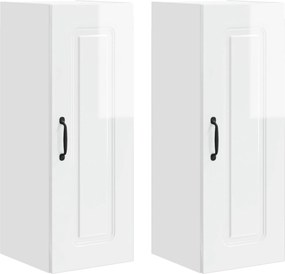 vidaXL Konyhaszekrény Kalmar 2 pcs Magas Fényű Fehér 30 x 31 x 80 cm