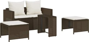 vidaXL 5 részes polyrattan kerti kanapé garnitúra párnákkal stackable