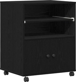 vidaXL Nyomtatóállvány tárolóval Fekete tölgy 60 x 48 x 74 cm Faanyag