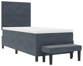 Boxspring Ágy Matraccal és Paddal Sötétszürke 80x200 cm Bársony