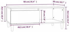 fekete szerelt fa dohányzóasztal 90x50x36,5 cm