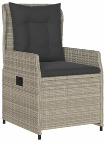 3részes világosszürke polyrattan kerti étkezőgarnitúra párnával