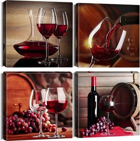 4 részes kép szett kerettel vászonra nyomtatott képek bor motívum