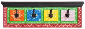 Falra akasztható kabátakasztó 4 akasztóval 80x25x2 cm Szilárd fa Mangó és MDF