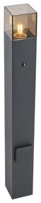 Modern kültéri oszloplámpa fekete füstüveggel 70 cm alkonykapcsolóval IP44 - Denmark