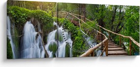 Kép - Plitvicei-tavak (órával) (90x30 cm)