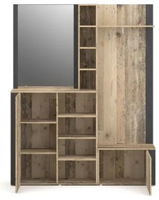 Előszobafal tükörrel KEVIN, barna/fekete