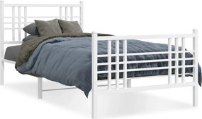 vidaXL fehér fém ágykeret fej- és lábtámlával 90x200 cm