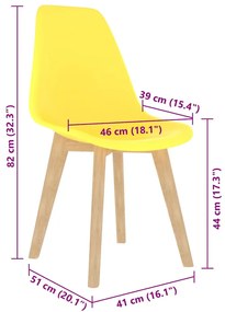 vidaXL 2 db sárga műanyag étkezőszék