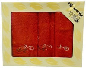 Ajándékcsomag 3 db 70x140 cm-es fürdőlepedőből és 50x100 cm-es, valamint 30x50 cm-es törölközőkből, Narancs színben, TiaHom