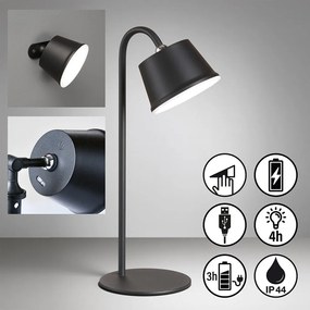 Fekete LED asztali lámpa fém búrával (magasság 34 cm) Voet – Fischer &amp; Honsel