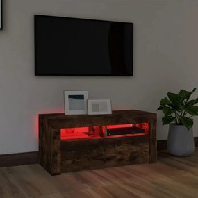 füstös tölgy színű TV-szekrény LED-világítással 90 x 35 x 40 cm