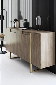 Konzolasztal Luxe - Walnut, Gold