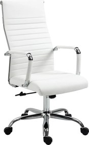 Vinsetto Ergonomikus Irodai Szék Dönthető Funkcióval Állítható Magasságú Forgószék Párnázott Műbőr Hab Fehér 54 x 62 x 104-114 cm | Aosom
