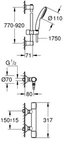 GROHE 34805001 - Termosztátos zuhanycsaptelep PRECISION FLOW DN 15 króm