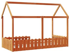 viaszbarna tömör fenyőfa házikó gyerekágykeret 90 x 200 cm