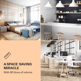 Klarstein Beersafe XXL Chrytal White, E energiahatékonysági osztály, LED, 3 fém polc, panoráma üvegajtó